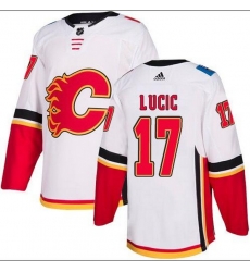 Men Calgary Flames 17 Milan Lucic White Adidas Jersey