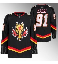 Men Calgary Flames 91 Nazem Kadri 2020 21 Black Reverse Retro Stitched Jersey