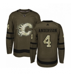 Mens Adidas Calgary Flames 4 Rasmus Andersson Authentic Green Salute to Service NHL Jersey 