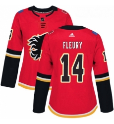 Womens Adidas Calgary Flames 14 Theoren Fleury Premier Red Home NHL Jersey 