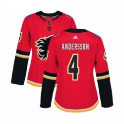 Womens Adidas Calgary Flames 4 Rasmus Andersson Premier Red Home NHL Jersey 