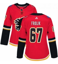 Womens Adidas Calgary Flames 67 Michael Frolik Premier Red Home NHL Jersey 