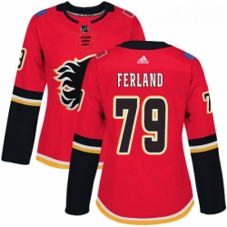 Womens Adidas Calgary Flames 79 Michael Ferland Authentic Red Home NHL Jersey 