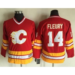 Flames #14 Theoren Fleury Red CCM Throwback Stitched Youth NHL Jersey