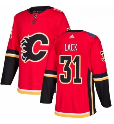 Youth Adidas Calgary Flames 31 Eddie Lack Authentic Red Home NHL Jersey 