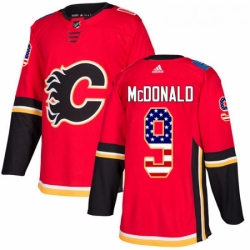 Youth Adidas Calgary Flames 9 Lanny McDonald Authentic Red USA Flag Fashion NHL Jersey 