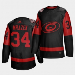 Carolina Hurricanes 34 Petr Mrazek Black Men 2021 Stadium Series Outdoor Game Jersey