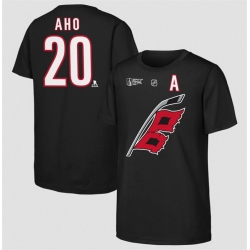 Men Carolina Hurricanes  20 Sebastian Aho Outerstuff Black 2026 Stanley Cup Final Name   Number T Shirt
