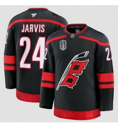 Men Carolina Hurricanes  24 Seth Jarvis Black 2026 Stanley Cup Final Stitched Hockey Jersey