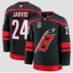 Men Carolina Hurricanes  24 Seth Jarvis Black 2026 Stanley Cup Final Stitched Hockey Jersey