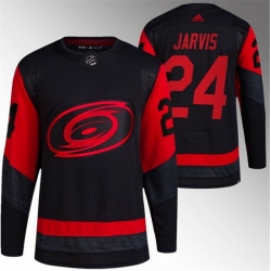 Men Carolina Hurricanes 24 Seth Jarvis Black Red Stadium Series Breakaway Stitched Jersey