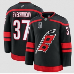Men Carolina Hurricanes  37 Andrei Svechnikov Black 2026 Stanley Cup Final Stitched Hockey Jersey