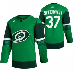 Men Carolina Hurricanes 37 Andrei Svechnikov Green 2020 Adidas Jersey