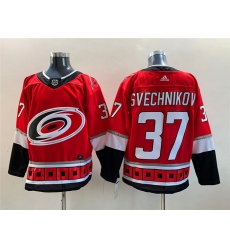 Men Carolina Hurricanes 37 Andrei Svechnikov Red Stitched Jersey