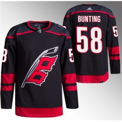 Men Carolina Hurricanes 58 Michael Bunting Black Stitched Jersey