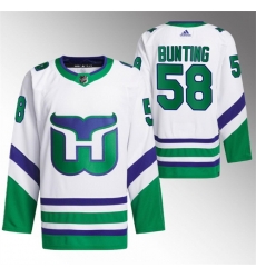 Men Carolina Hurricanes 58 Michael Bunting White Stitched Jersey