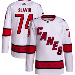 Men Carolina Hurricanes Jaccob Slavin 74 White Adidas Reverse Retro Jersey