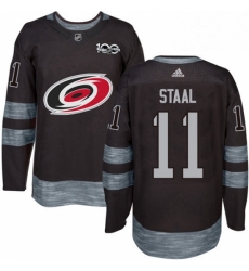 Mens Adidas Carolina Hurricanes 11 Jordan Staal Authentic Black 1917 2017 100th Anniversary NHL Jersey 