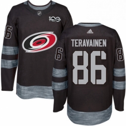 Mens Adidas Carolina Hurricanes 86 Teuvo Teravainen Premier Black 1917 2017 100th Anniversary NHL Jersey 