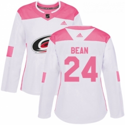 Womens Adidas Carolina Hurricanes 24 Jake Bean Authentic WhitePink Fashion NHL Jersey 