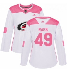 Womens Adidas Carolina Hurricanes 49 Victor Rask Authentic WhitePink Fashion NHL Jersey 