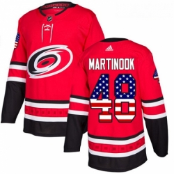 Youth Adidas Carolina Hurricanes 48 Jordan Martinook Authentic Red USA Flag Fashion NHL Jersey 