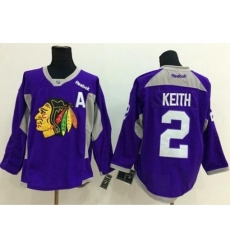 Chicago Blackhawks #2 Duncan Keith Purple Hockey Fights Cancer Stitched NHL Jersey