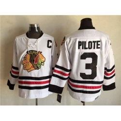 Chicago Blackhawks  #3 Pierre Pilote White CCM Throwback Stitched NHL Jersey