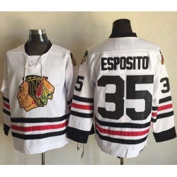 Chicago Blackhawks #35 Tony Esposito White CCM Throwback Stitched NHL Jersey