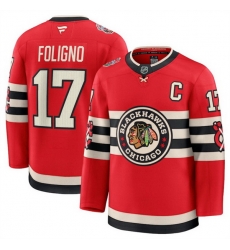 Men Chicago Blackhawks 17 Nick Foligno Red 2024 25 Winter Classic Stitched Hockey Jersey