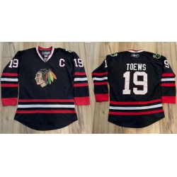 Men Chicago Blackhawks 19 Jonathan Toews Black Stitched Hockey Jersey