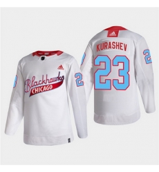 Men Chicago Blackhawks 23 Philipp Kurashev 2022 Community Night White Stitched jersey