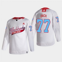 Men Chicago Blackhawks 77 Kirby Dach 2022 Community Night White Stitched jersey