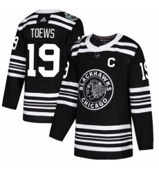 Mens Adidas Chicago Blackhawks 19 Jonathan Toews Authentic Black 2019 Winter Classic NHL Jersey 