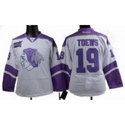 Women Chicago Blackhawks #19 Jonathan Toews Fights Cancer white Jersey