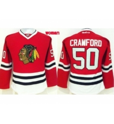 Women NHL Chicago Blackhawks 50 Corey Crawford red Jersey