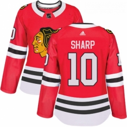 Womens Adidas Chicago Blackhawks 10 Patrick Sharp Authentic Red Home NHL Jersey 