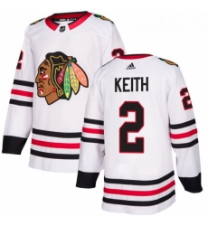 Womens Adidas Chicago Blackhawks 2 Duncan Keith Authentic White Away NHL Jersey 