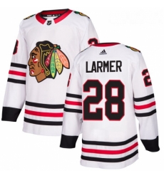 Womens Adidas Chicago Blackhawks 28 Steve Larmer Authentic White Away NHL Jersey 