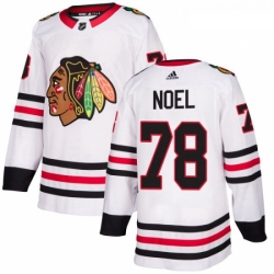 Womens Adidas Chicago Blackhawks 78 Nathan Noel Authentic White Away NHL Jersey 