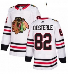 Womens Adidas Chicago Blackhawks 82 Jordan Oesterle Authentic White Away NHL Jersey 