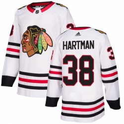 Youth Adidas Chicago Blackhawks 38 Ryan Hartman Authentic White Away NHL Jersey 