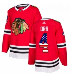 Youth Adidas Chicago Blackhawks 4 Bobby Orr Authentic Red USA Flag Fashion NHL Jersey 