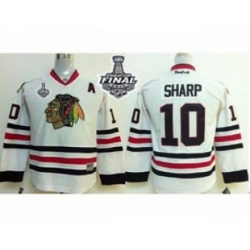 youth nhl jerseys chicago blackhawks #10 sharp white[2015 stanley cup][patch A]