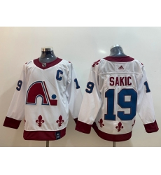 Men Colorado Avalanche 19 Joe Sakic White 2020 21 Reverse Retro Adidas Jersey