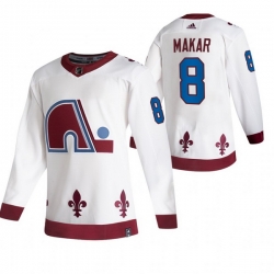 Men Colorado Avalanche 8 Cale Makar White Adidas 2020 21 Reverse Retro Alternate NHL Jersey