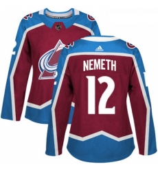 Womens Adidas Colorado Avalanche 12 Patrik Nemeth Authentic Burgundy Red Home NHL Jersey 