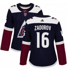 Womens Adidas Colorado Avalanche 16 Nikita Zadorov Authentic Navy Blue Alternate NHL Jersey 