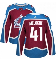 Womens Adidas Colorado Avalanche 41 Nicolas Meloche Authentic Burgundy Red Home NHL Jersey 