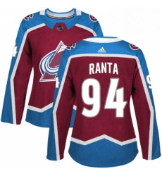 Womens Adidas Colorado Avalanche 94 Sampo Ranta Authentic Burgundy Red Home NHL Jersey 